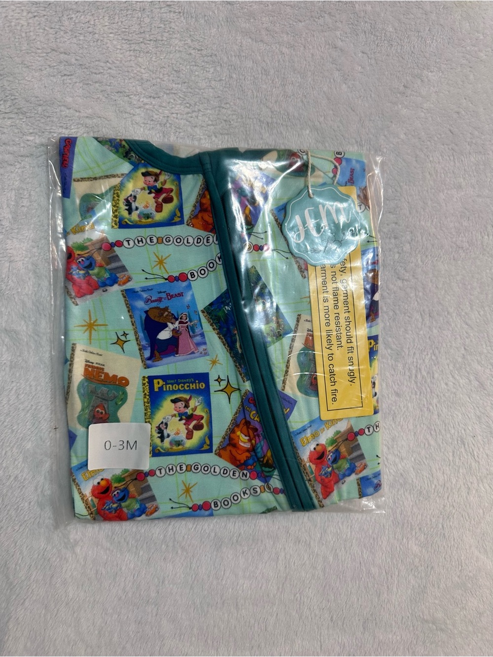 Kids' Teal Classic Storybook Footie Sleeper - Unbranded